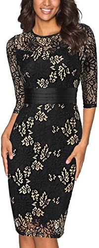 Tuliplazza Women Sheath Bodycon Lace Formal Evening Casual Club Party Midi Dress