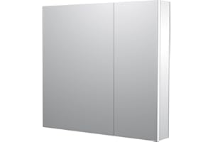 Sunrosa Medicine Cabinet with Mirror, 30"W×31.5"H Bathroom Tempered Glass Mirror Medicine Cabinet, Wall-mountable and Recessed-in Medicine Cabinet for Bathroom, 2 Asymmetrical Doors Medicine Cabinet