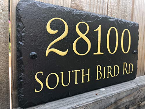 Sassy Squirrel Beautifully Handcrafted and Customizable Slate Home Address Plaque (12"x6" or 18"x8") Personalized House Sign with and mounting Hardware. Improve The Curb Appeal of Your Property - Thumbnail 2