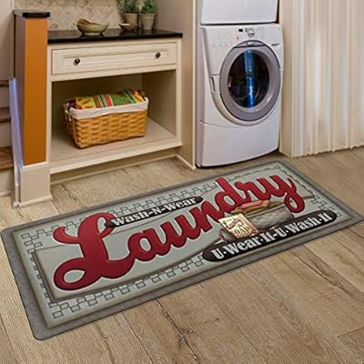 Abreeze Vintage Rug For Laundry Room Nonslip Rubber Backer Mat