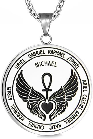 大天使 守護天使 メダリオン翼 ハートアンクライフパワー マジック お守りペンダント 18インチ ネックレス