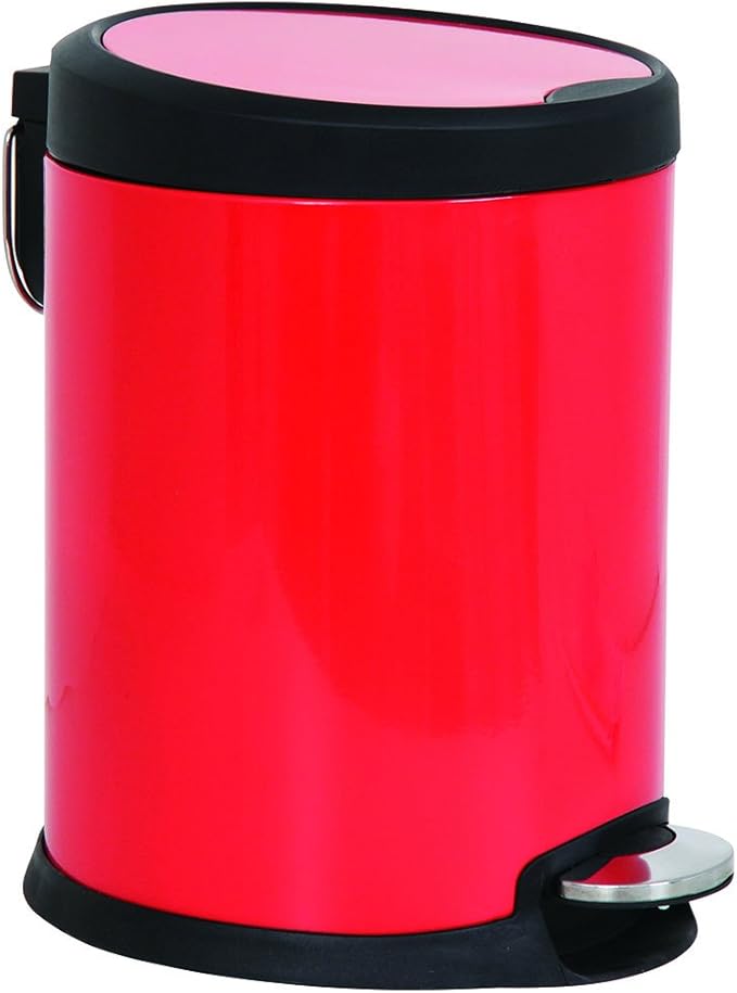 MSV Pedal bin Soft Close 5L in red, StainlessSteel, 5 Litre Amazon.co