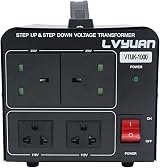 LVYUAN 1000W Voltage Transformer 220V to 110V UK to US Dual Sockets view 3
