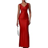 Memoriesea Women's Sexy Sleeveless V Neck High Split Evening Cocktail Maxi Dress