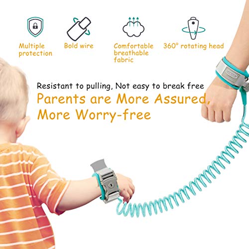 beiens Anti Lost Wrist Link,Child Leash,Safety Harness for Toddler, Baby & Kid,Green-2M