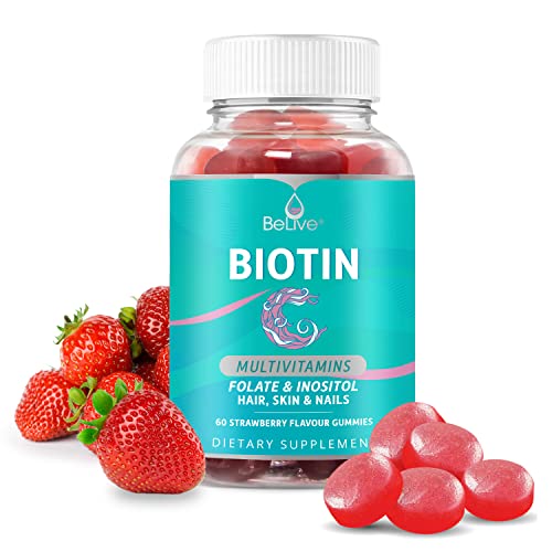 BeLive Biotin Gummies with MultiVitamins, Folate, Inositol Supports