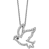 JewelryWeb 20mm Ss Rhodium Plated Black White Cubic Zirconia Dove With 2in Extension Necklace 16 Inch Pendant Necklace for Women