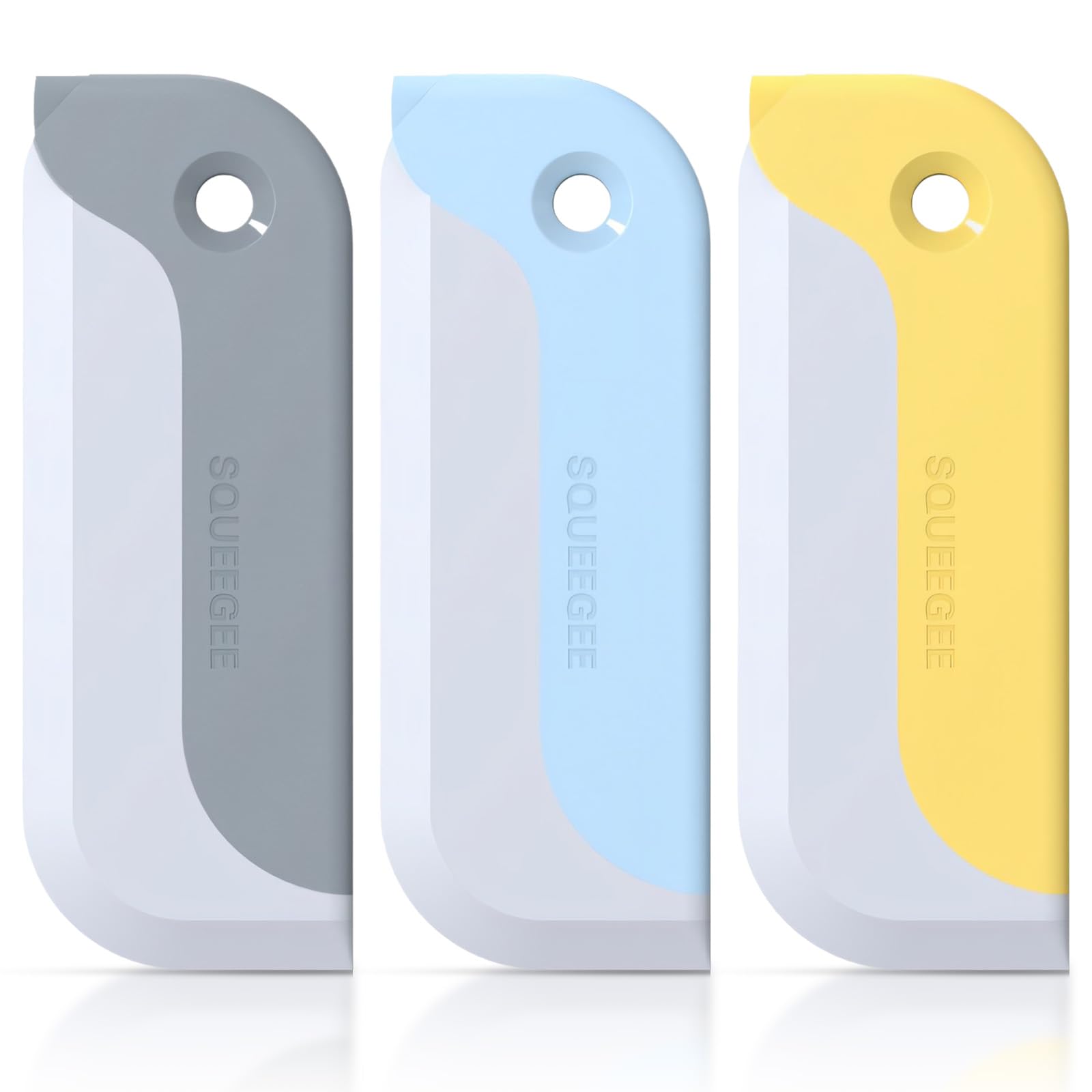 Photo 1 of 3 Pack Small Squeegees, Squeegee for Shower Glass, Car Window Squeegee, Glass Squeegee. Grey, Yellow, Blue for Home Kitchen, Countertop, Auto Windows, and Bathroom Mirrors