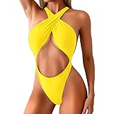 Kaei&Shi Sexy One Piece Swimsuit for Women,Cut Out Criss Cross Bathing Suit,Thong Monokini Swimsuits
