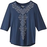 Silverts Women's Open Back Vneck Embellished Top - Adaptive Clothes for Elderly Seniors - Wheelchair Surgery Recovery Shirt
