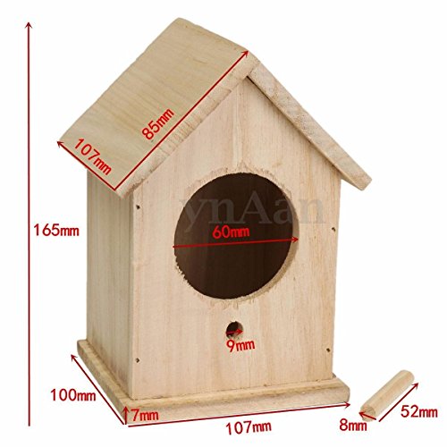 Hot Sale! Wooden Bird House Feeder Wild Birds Nest Home Garden Nesting With Wood Stick