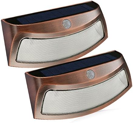 Semintech Solar Step Lights Outdoor Motion Sensor Security Smile Wall Lights for Garden Stairs Patio Copper(2 pack)