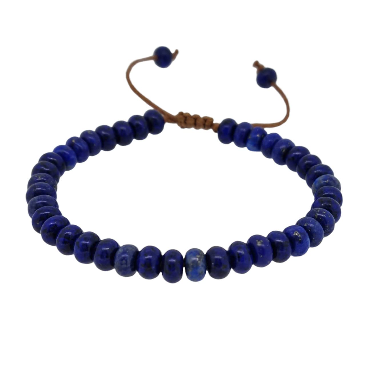 TreasureBay Mens Womens Natural Blue Lapis lazuli Gemstone Beaded Bracelet Adjustable Size