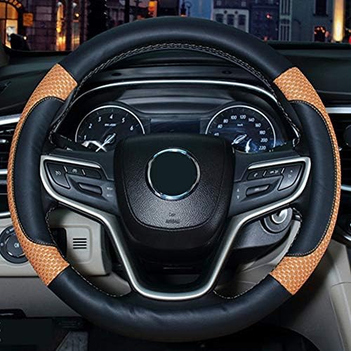 MMLONE New car Steering Wheel Cover, Protection Anti-Slip Handle, Summer Handmade ice Silk, car Interior Decoration, Non-Slip, Breathable, odorless,Brown