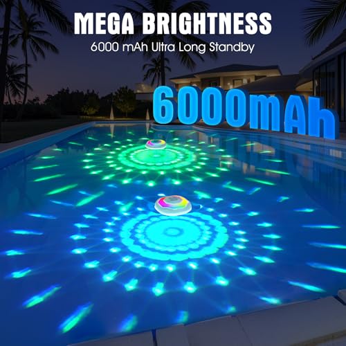 DeeprBetter Floating Pool Light with Remote Control, Rechargeable Wireless LED Pool Lighting with Underwater Light Show, IP68 Waterproof Pool Light, Floating Pool Spa Lamp