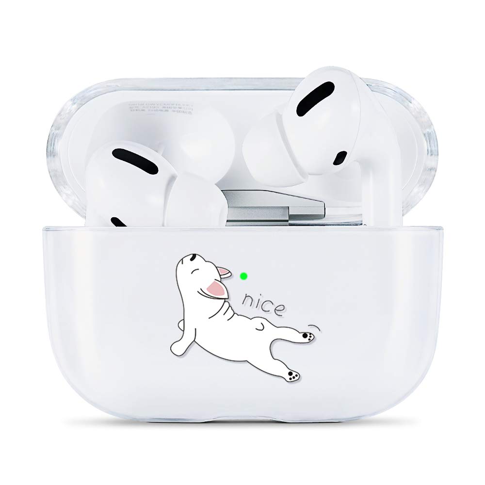 AKABEILA Case Compatible with Apple AirPods Pro Case Transparent Silicone Cute Design AirPod Pro 2019 Case Cover Front LED Visible Wireless Charging Case