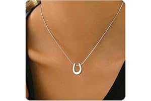 foyjoey Gold Horn Necklace for Women Dainty Tiny Crescent Moon Necklace 18K Gold Plated Lucky Horse Shoe Pendant Necklace Minimalist Trendy Jewelry