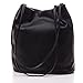 YOUNA Ladies Simple PU Leather Bucket Tote Top-handle Handbag Shoulder Purse Black