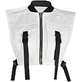 Bnigung Women's Sexy Crop Cargo Vest Sleeveless Buckle Zip Up Vest Jacket Tops Steampunk Streetwear with Pockets