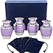 Eternal Peace Lavender Small Keepsake Urns For Human Ashes - Set of 4 - This Timeless and Beautiful Urn is Perfect to Honor Your Loved One - Warm and Comforting Urn for your Cherished Remains - with V