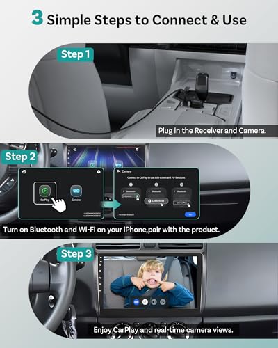 OTTOCAST Baby Car Camera &Wireless CarPlay Adapter,1080P HD Rear Seat Monitor Display on Car Screen,150°Wide Angle No-Glow Night View, Safety for Kids & Infants