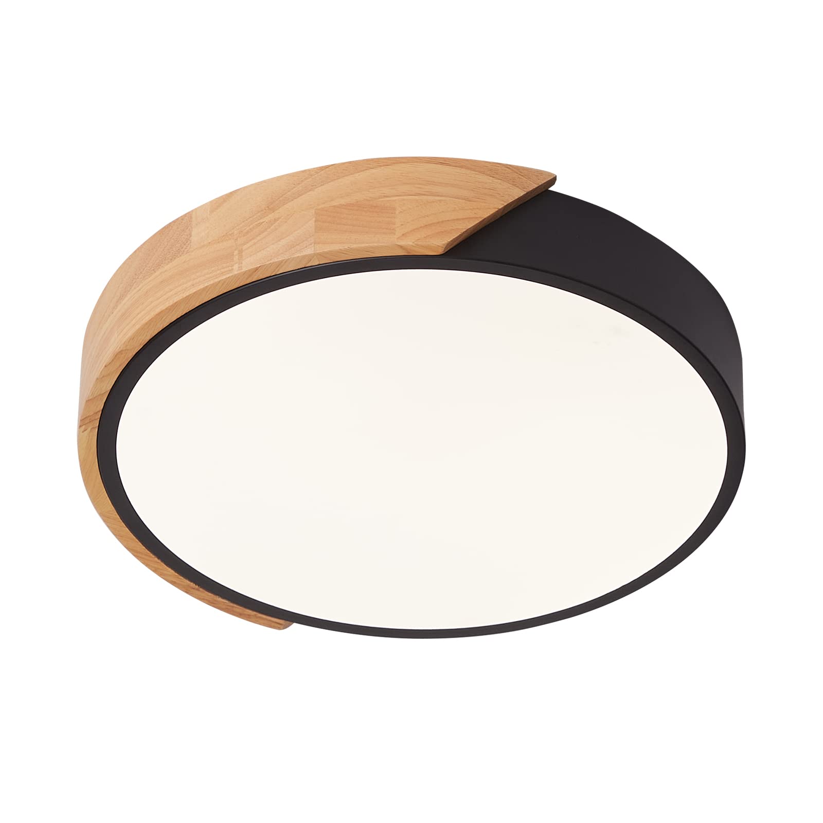 Schindora LED Ceiling Light 24W Neutral White 4500K 1600LM, Indoor Wooden Round Modern Led Ceiling Lights Ø30cm for Lounge Hallway Home Office Porch