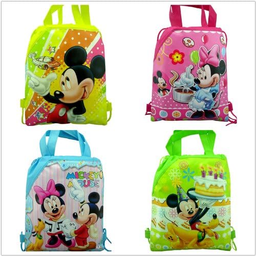 4pcs Mickey Minnie Mouse Drawstring Backpack Party Bags Cartoon Package Kid Gifts