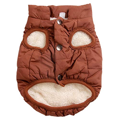 JoyDaog 2 Layers Fleece Lined Super Warm Dog Jacket for Winter Cold Weather,Extra Soft Puppy Vest Windproof Doggie Coat,Brown XXL โ image 1