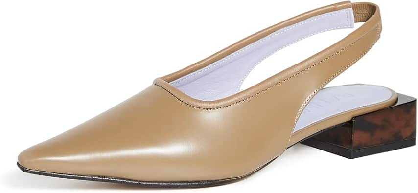 ganni women's buckle detailed patent leather point toe flats