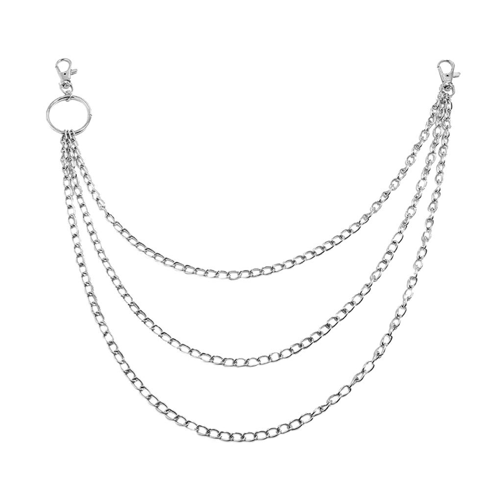 TENDYCOCO Metal Triple Punk Waist Chain Jeans Rock Chain Hip Hop Punk Pants Trousers Wallet Key Chain