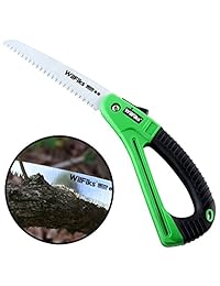 wilfiks de afeitar 7 "con hoja afilada - Sierra plegable, perfecto para jardinería, Poda, desbarbado, Serrado, Camping, Senderismo, Caza y cortar madera, yeso, y más plegable, Mano Held Diseño, Mango antideslizante en forma de D