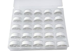 SISSEW PRO 25pcs White 60S/2(90WT) Prewound Bobbin Thread, Plastic Size A SA156 Embroidery Bobbins, Cottonized Soft Feel Sewing Machine Bobbin for Brother Singer Janome Babylock Quilting Embroidery