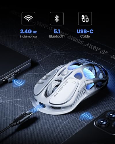 GravaStar Mercury M1 Pro 4K Hz Wireless Gaming Mouse, Ultralight Magnesium Alloy Gaming Mouse, PAW3395 Sensor, 26000 dpi, RGB, 5 Programmable Buttons