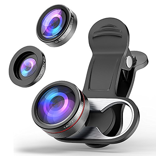 Camera Lens Kit, Stoon 180Â° Fisheye Lens & 15X Macro Lens & 0.65X Super Wide Angle Lens Clip-on Cell Phone Lens for iPhone X, 8, 8 Plus, 7, 7 Plus, 6, 6 Plus, Samsung Note 8, S9, S9 Plus, etc.