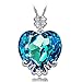 LADY COLOUR Jewelry Gifts for Women Blue Heart Pendant Necklace for Her Made with Crystals Hypoallergenic Jewelry for Her Gift Box Packing Valentines Day Birthday Gifts