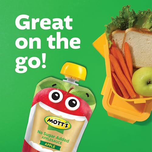 MOTT’S NO SUGAR ADDED APPLESAUCE VARIETY PACK, CINNAMON AND APPLE, MADE FROM REAL FRUIT, NO ARTIFICIAL FLAVORS, 3.2 OZ CLEAR POUCHES, 20 PACK