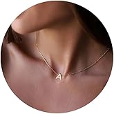 Ovian Gold Initial Necklace for Women, 18K Gold Plated Stainless Steel Small Letters Necklace Delicate Tiny Initial Pendant Personalized Name Necklace Monogram Letter Necklace for Girls