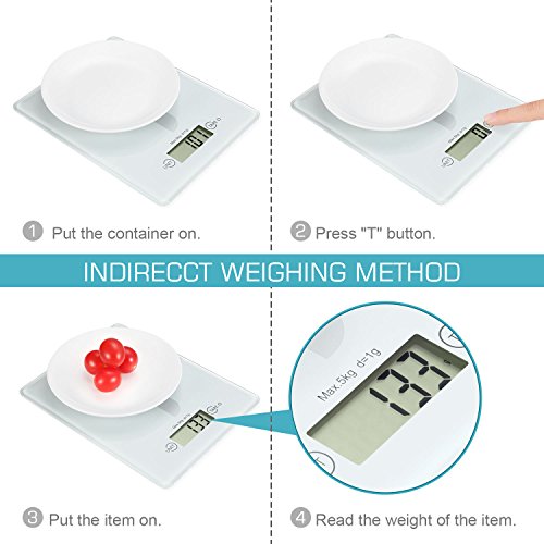 Food Scale, HAMSWAN Kitchen Scale Multi-functional Digital Weight Scale, Ultra-Slim, Easy to Clean, 4 Units, 11lb 5kg for Home Baking/Diet Cooking - Thumbnail 6