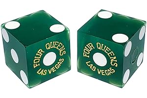 CYBER-DEALS 19mm Craps Dice Pair Matching Serial Numbers - Authentic Las Vegas Casino Table-Played Dice (Four Queens (Green Frosted))
