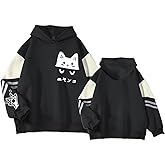 NICNZQI Women's Hoodies Cute Cat Printed Oversized Sweatshirts Trendy Casual Cozy Long Sleeve Pullover for Teen Girls