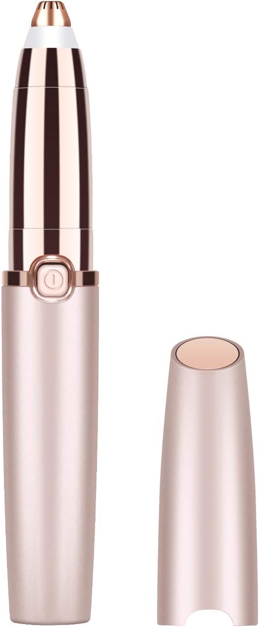 Bestidy Eyebrow Hair Remover,Electric Painless Facial Hair Remover Trimmers with LED Light for Women - Rose Gold