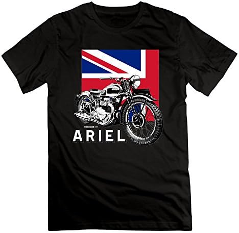 Classic Ariel Motorcycle Script And Illustration Union Jack Men's Cotton T-shirt Black XXL