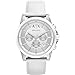 A|X Armani Exchange Mens Silvertone White Nylon With Silicone Straps Watch