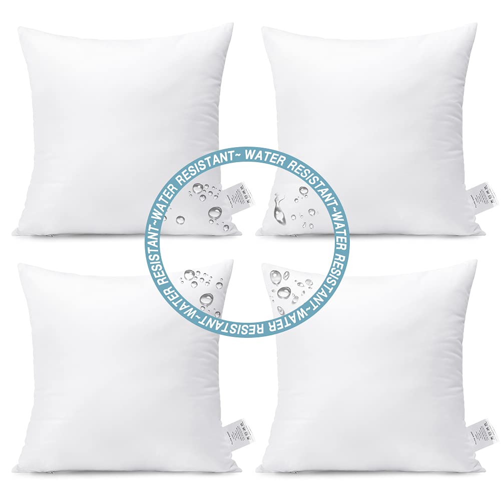 Photo 1 of Artscope Outdoor Waterproof Throw Pillows Inserts, 18 x 18in Set of 4, Premium Fluffy Decorative Square Form Cushion Stuffer Inner Soft for Garden, Bench, Tent, Couch, Patio Furniture Pillows Inserts