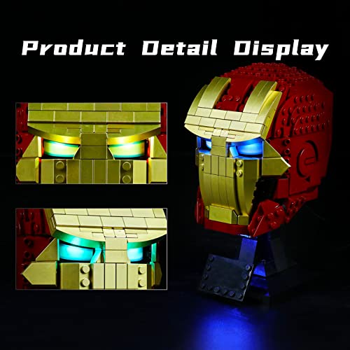 Bourvill LED Lights Kit for Lego Iron Man Helmet 76165 Lights Set Compatible with Lego 76165