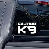 2PCS Caution K9 Car Stickers, 6.69"x3.94" Waterproof Vinyl Decal for Bumper, Rear Windshield, Truck, Wall, Laptop, German Shepherd Decal | Car Accessories | #AZ187 (White)