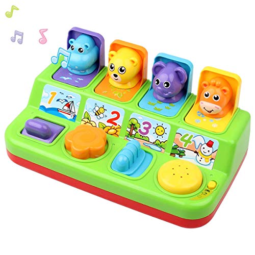 FS Battery Operated Interactive Pop Up Animals Toy with Light, Music, Animal Sound, Pop-up Activity Toys as Gifts for Ages 9-12-18 Months Toddlers & 1 Year Old Kids, Babies, Boys&Girls - Thumbnail 7