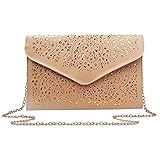 Mily Hollow Out Flower Envelop Clutch Chain Tote Shoulder Bag Handbag Beige