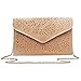 Mily Glitter Sequins Envelop Clutch Tote Shoulder Bag Handbag, Beige, One Size