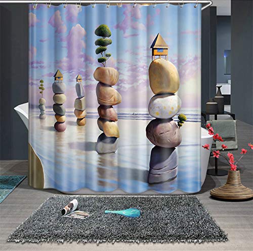 True Holiday Shower Curtain Fabric Polyester Waterproof Mildew Resistant Antibacterial Shower Curtain Liner with 12 Curtain Hooks 180cm*180cm
